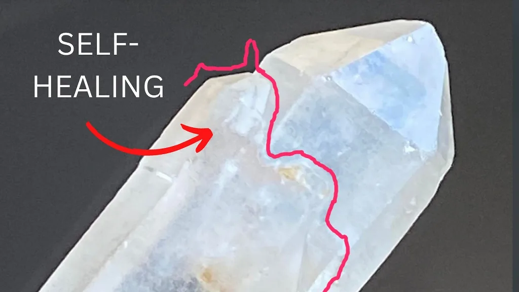 รอยงอกใหม่บน Self-healed Quartz บริเวณปลายผลึก